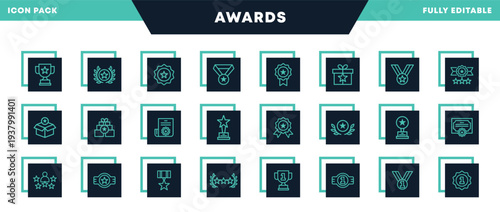 Winner, Achievement and Reward Outline Icons pack for Website, Applications and UI Interfaces