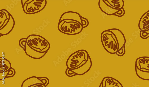 Cute coffee latte seamless pattern background
