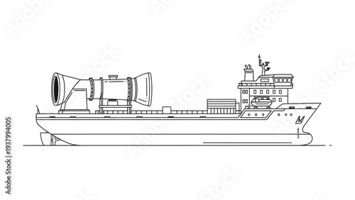 Research Vessel: A detailed illustration captures a specialized research vessel, essential for scientific exploration on the seas.