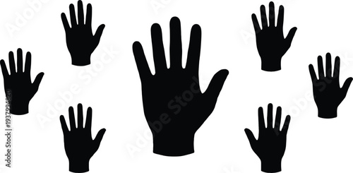 Human hand silhouette icon collection open palm gesture symbol body anatomy vector illustration set design