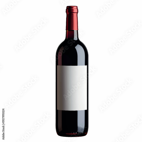 Wine botte mock up place on white background. Product, alcohol, beverage and advertisement concept. 3D Rendering. Relistic red wine bottle mockup isolated on white background.