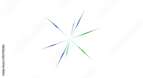 Abstract starburst with blue and green streaks