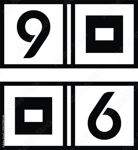 Number flip board counter icon set digital scoreboard countdown timer display vector illustration design