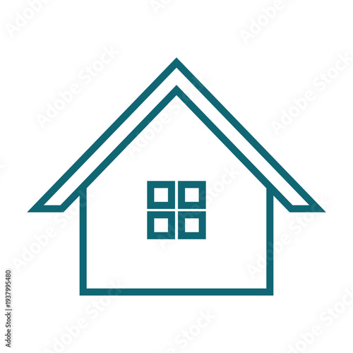Set of house icons in flat and outline styles. Teal green home symbols with windows, doors, and chimneys. Versatile real estate and construction vector signs for web and graphic design projects