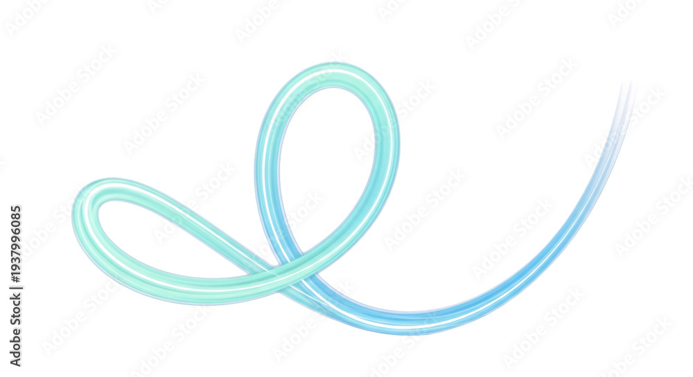 Fototapeta premium Aqua blue ribbon swirling through air