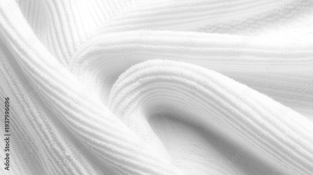 Obraz premium White ribbed terry cloth textile creating soft folds and a textured background with clean lines