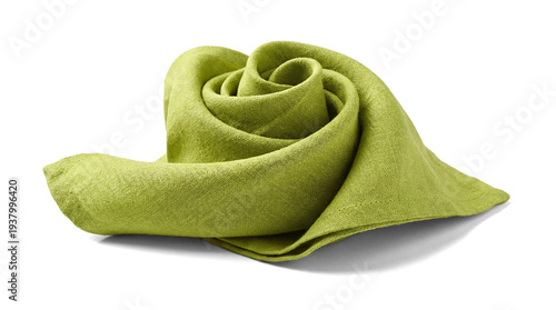 Tableau sur toile linen napkin folded into a realistic rose shape, presented on a transparent background, elegant table setting element