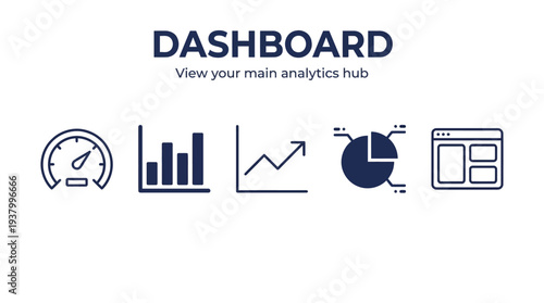 Dashboard icons for analytics and statistics display And Website Home Page.