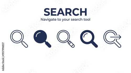 Magnifying Glass Icons for Search Functionality And Website Home Page.
