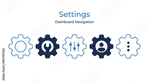 Settings Gears Icons Dashboard Navigation Symbols And Website Home Page.