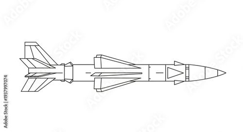 Line Drawing of Missile Illustration.