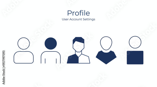 Simple Line Icons Representing User Profiles And Website Home Page.