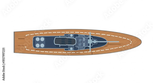 Luxury Yacht Top View Boat.