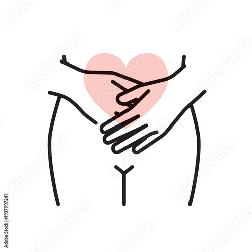 シンプル　イラスト　女性のお腹と子宮を守るイメージ 女性の健康 ベクターイラスト