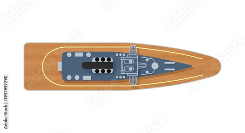 Luxury Yacht Top View Illustration.