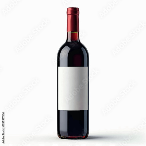 Wine botte mock up place on white background. Product, alcohol, beverage and advertisement concept. 3D Rendering. Relistic red wine bottle mockup isolated on white background.