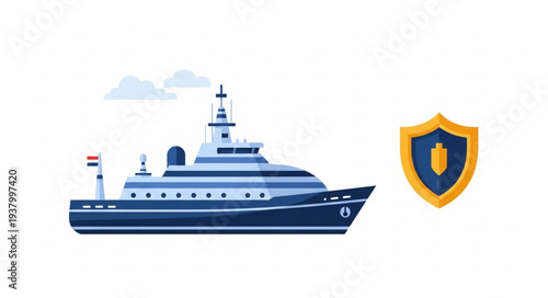 Luxury Yacht with Security Shield.