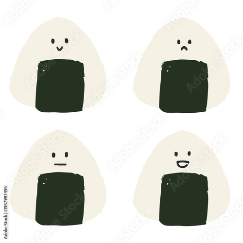 onigiri japanese rice ball illustration icon for restaurant menu