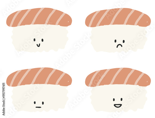 japanese fresh salmon nigiri sushi rice illustration icon for restaurant menu
