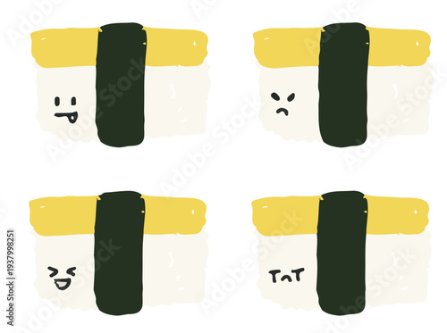 japanese tamago nigiri sushi icon illustration
