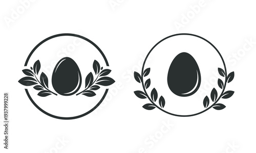 Easter sunday eggs with laurel wreaths decoration