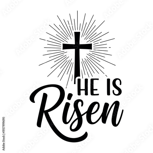 Easter sunday celebration he is risen cross symbol