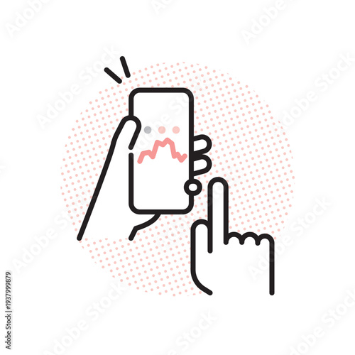 シンプル　イラスト　妊活アプリで排卵日や妊活を管理するイメージ ベクターイラスト