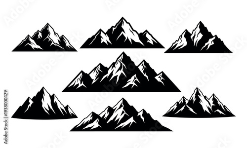 Easter sunday mountains landscape black and white illustration