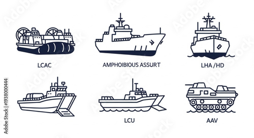 Military Amphibious Assault Vehicles Illustration.