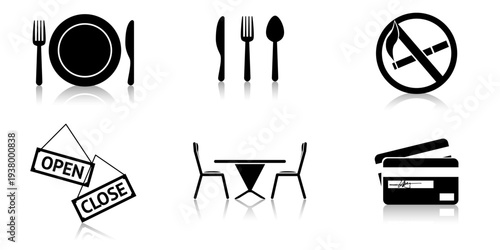Set of 6 restaurant and cafe icons vector