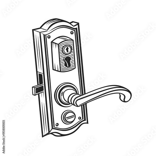 Vector door lock handle with keyhole