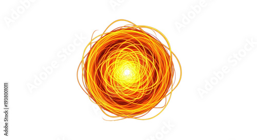 Circular vortex of bright yellow and orange glowing energy