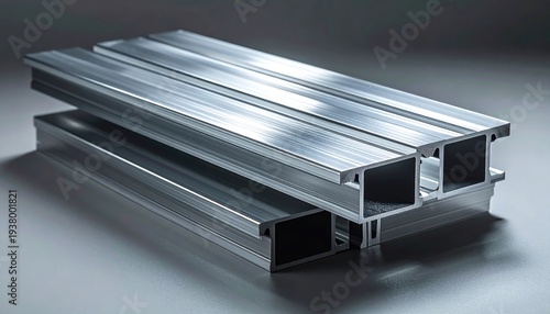 Stacked Aluminum Extrusions Ready for Industrial Construction and Manufacturing Applications