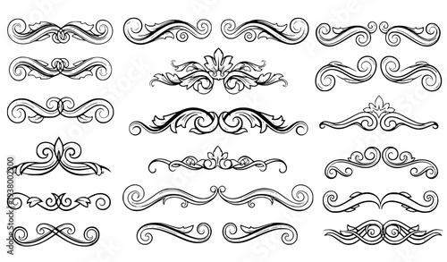 Classic vintage scroll ornament vector pack with decorative flourish elements