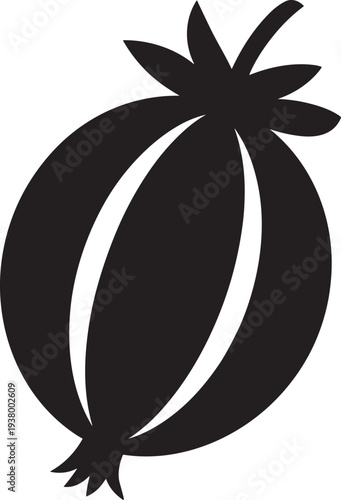 Ceylon Gooseberryfruit silhouette vector for seasonal berry graphics and kitchen wall decoration