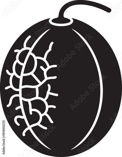 Galia Melon silhouette icon with textured rind pattern for healthy eating concepts
