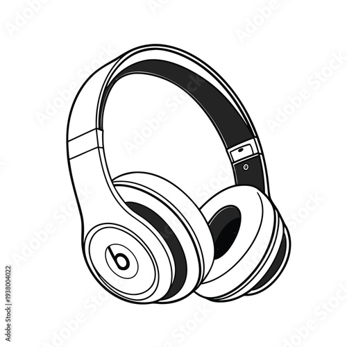 Vector illustration of black and white headphones