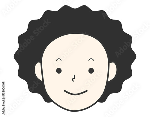 パーマヘアーのシンプルで可愛い女の子　オールバック