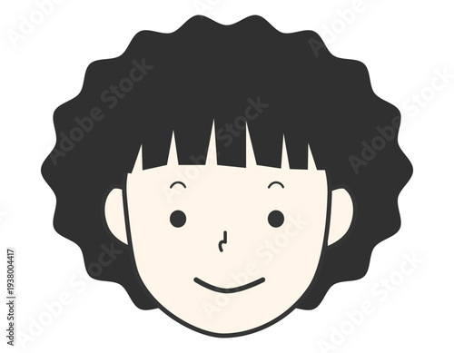 パーマヘアーのシンプルで可愛い女の子　