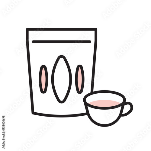 シンプル　イラスト　妊活や温活をサポートする健康茶とサプリメントのイメージ ベクターイラスト