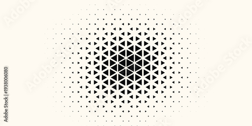 Triangle Shapes Vector Abstract Geometric Technology Background. Radial Composition Halftone Frame Triangular Retro Simple Pattern. Minimal Style Dynamic Tech Wallpaper