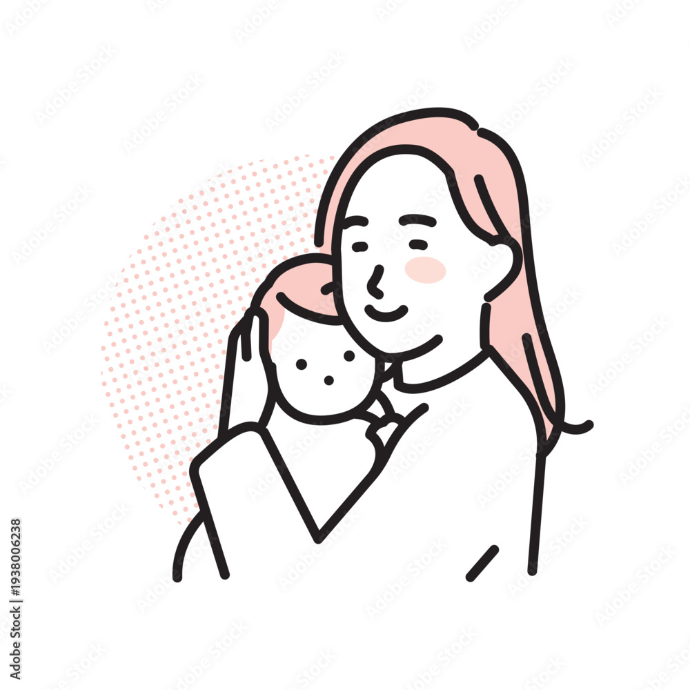 Obraz premium シンプル イラスト 赤ちゃんを抱く母親のイメージ ベクターイラスト