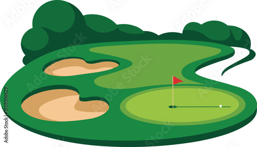 Golf yard landscape vector on white background.
