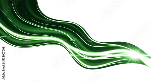 Green light streaks abstract background motion wave glow effect