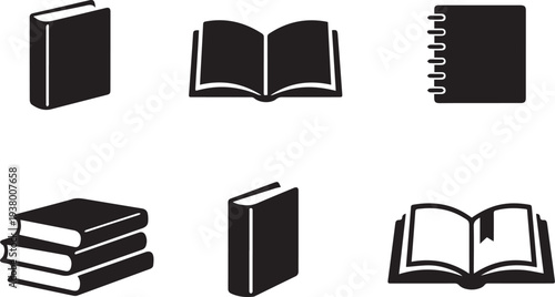 Book and Notebook Silhouette Icons