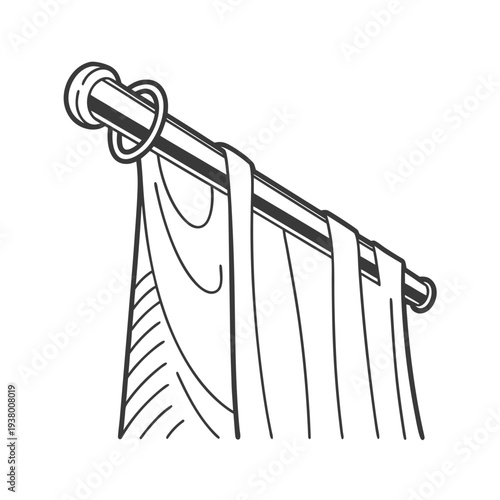 Vector illustration of curtain on a rod