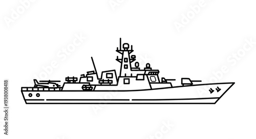 Military Naval Warship Vessel Illustration.