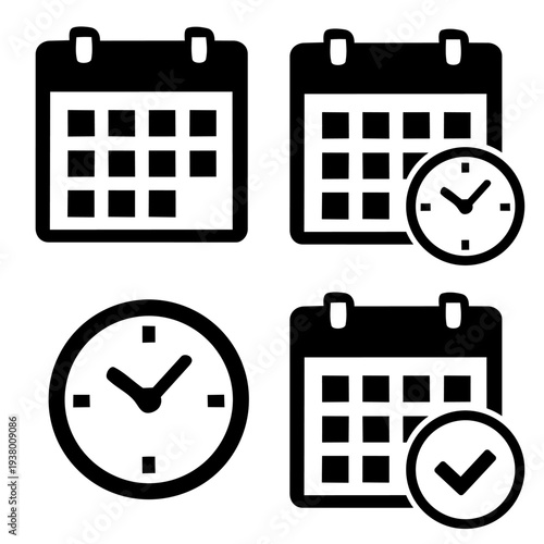 Calendar and Clock Icon Set (Schedule Management Collection)
カレンダーと時計のスケジュール管理アイコンセット