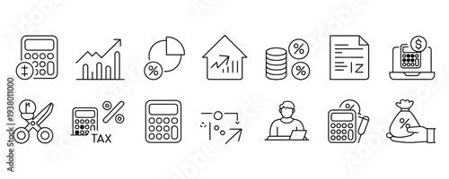 Financial icons for business and accounting needs
