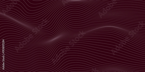 Abstract burgundy color background with waves for banner. Medium simple banner size.